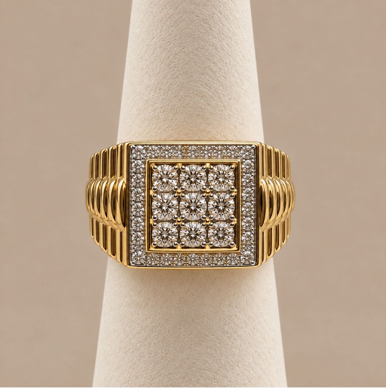Men's Gold Diamond Signet Ring (7.7g)