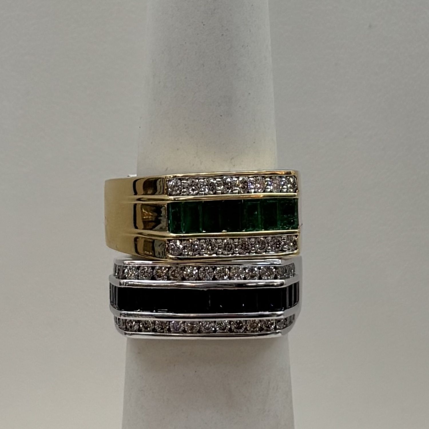 14KY HM Men's Emerald &amp; Diamond Ring (Size 11-Resizable)