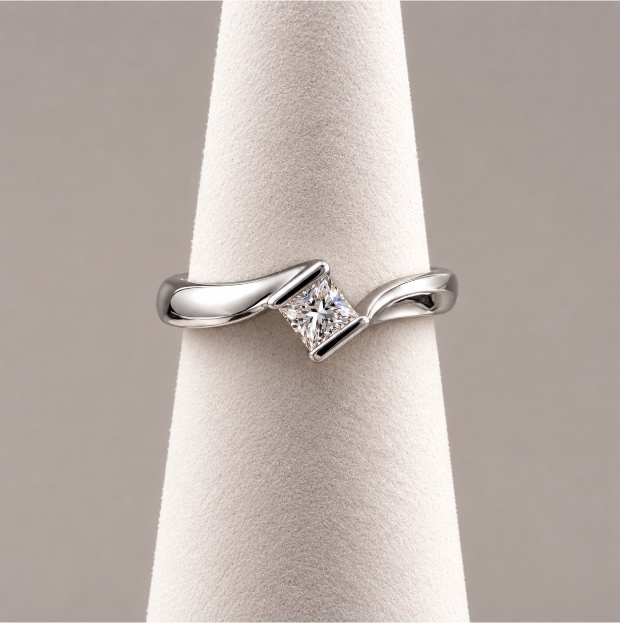 Intricate Princess Cut Solitaire Diamond Ring