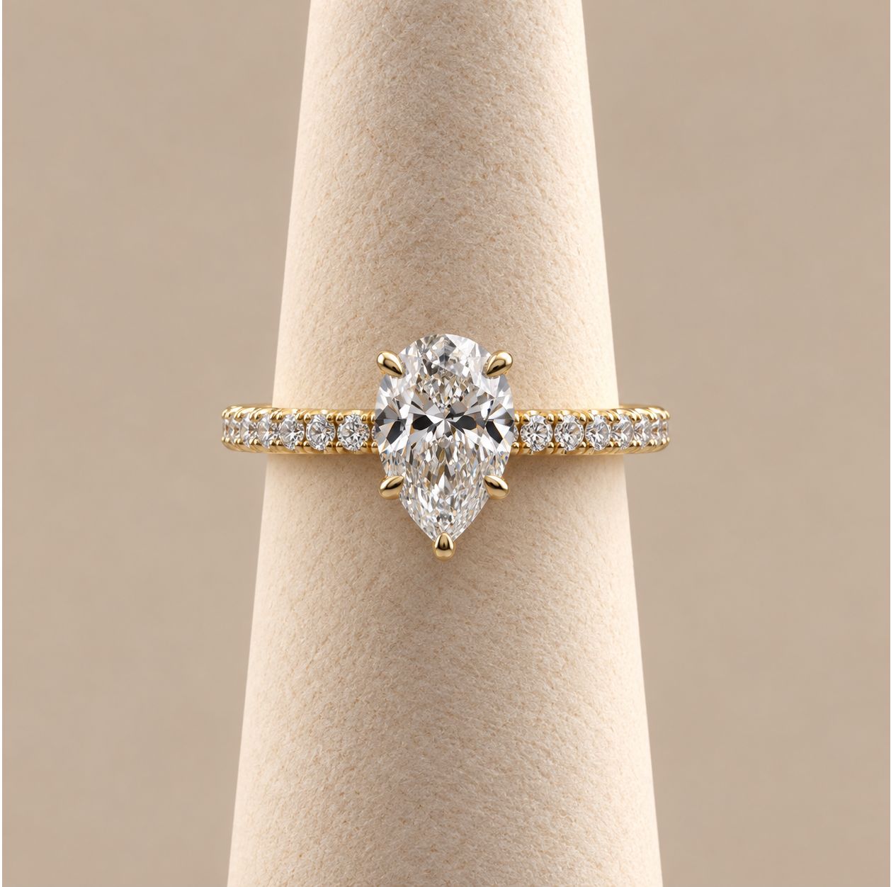 Gold Classic Pear Cut Diamond Ring