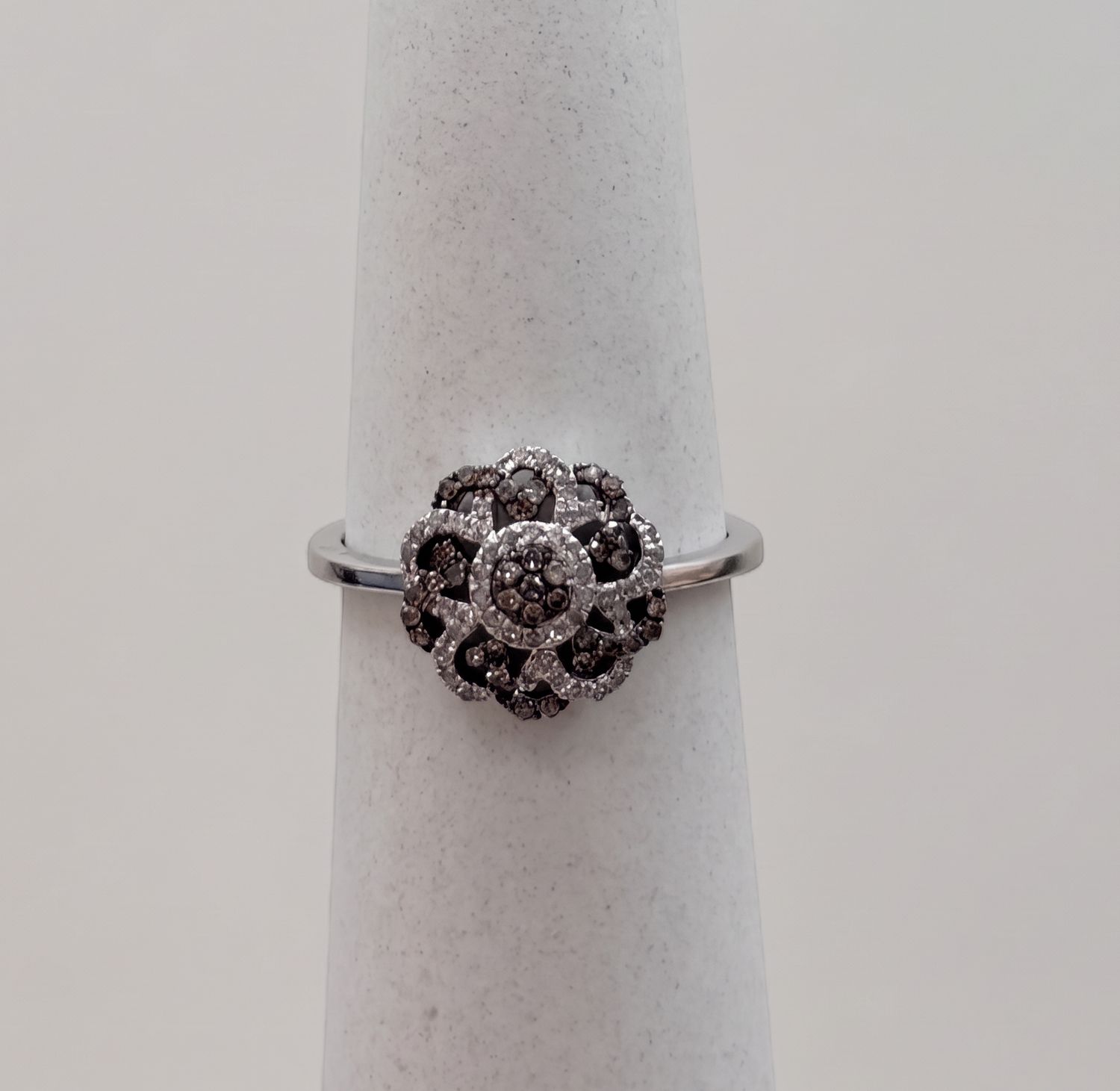 Chocolate Diamond Flower Ring