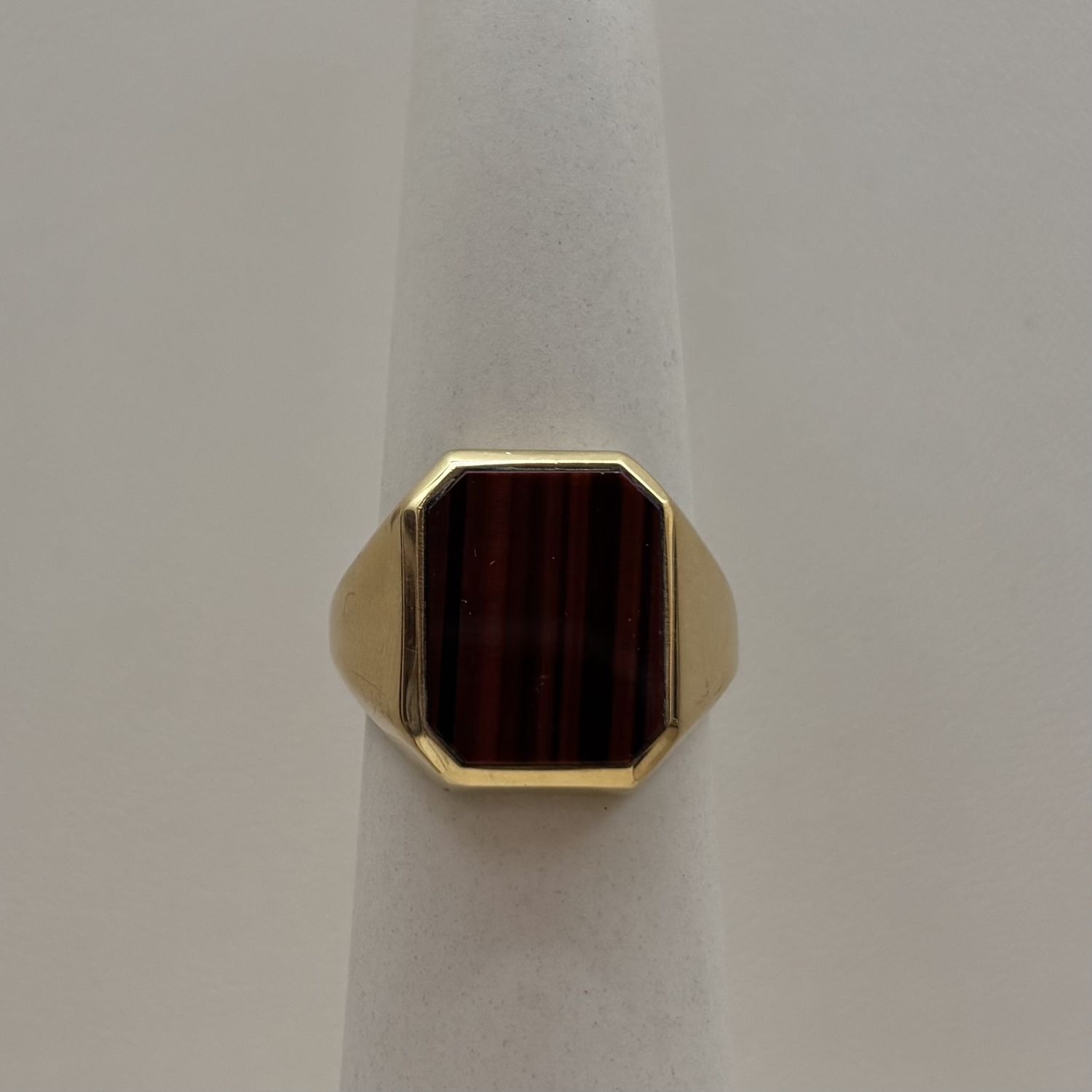 10KY Men's Tiger Eye Ring (Size 10.5-Resizeable) (5.7g)