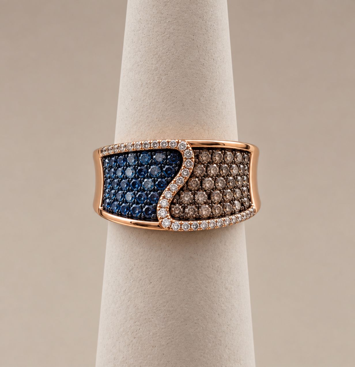 Blue &amp; Chocolate Rose Gold Diamond Ring