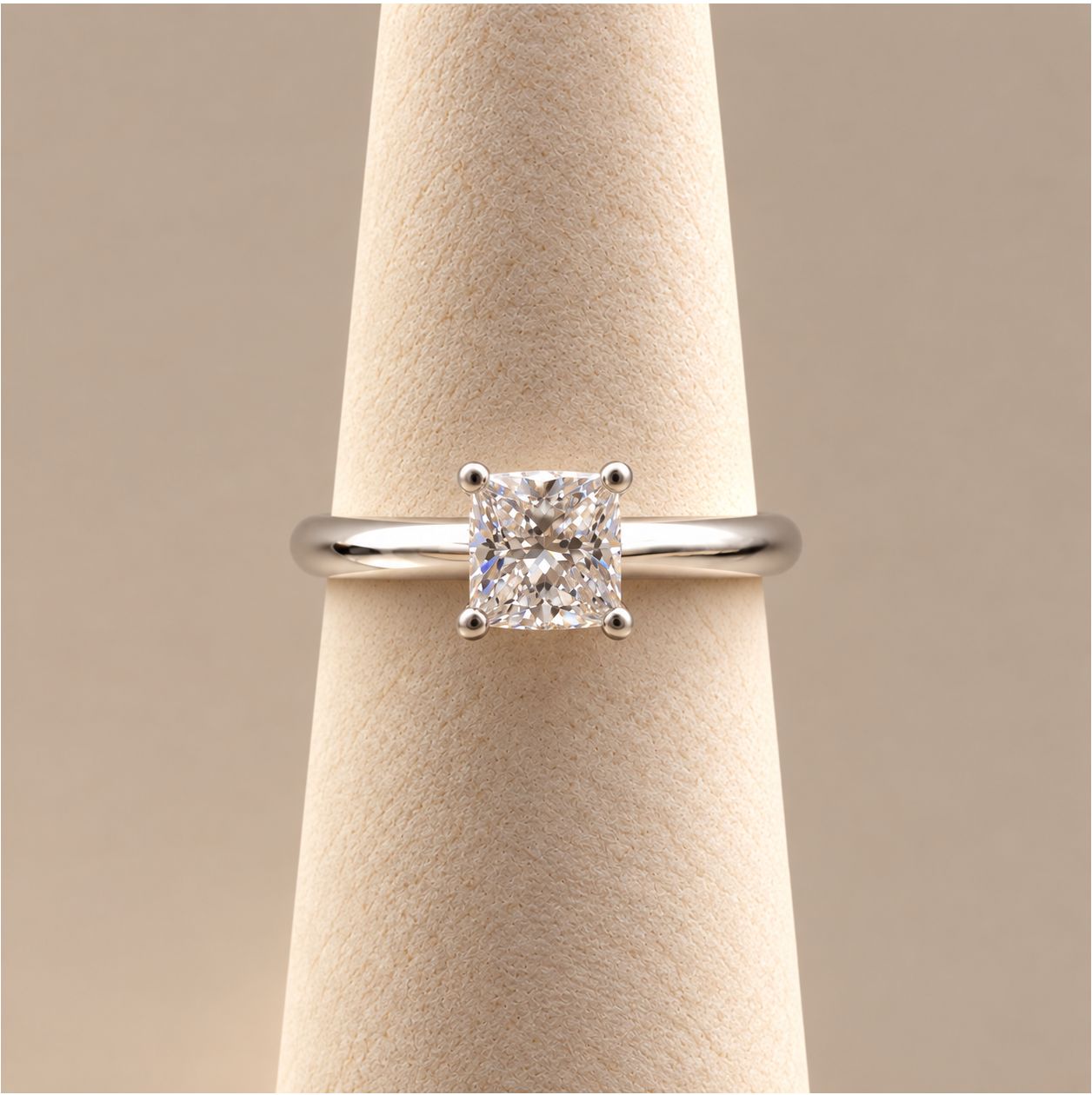 "Yasmine" Classic Princess Solitaire Diamond Ring
