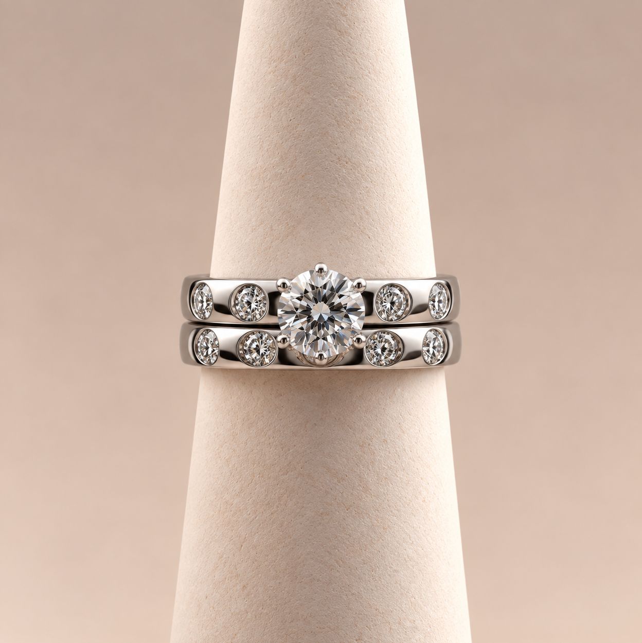 Modern Gypsy-Set Round Diamond Bridal Set