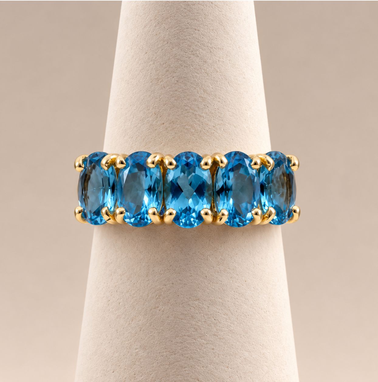 Gold 5-Stone Blue Topaz Ring (1.8g)