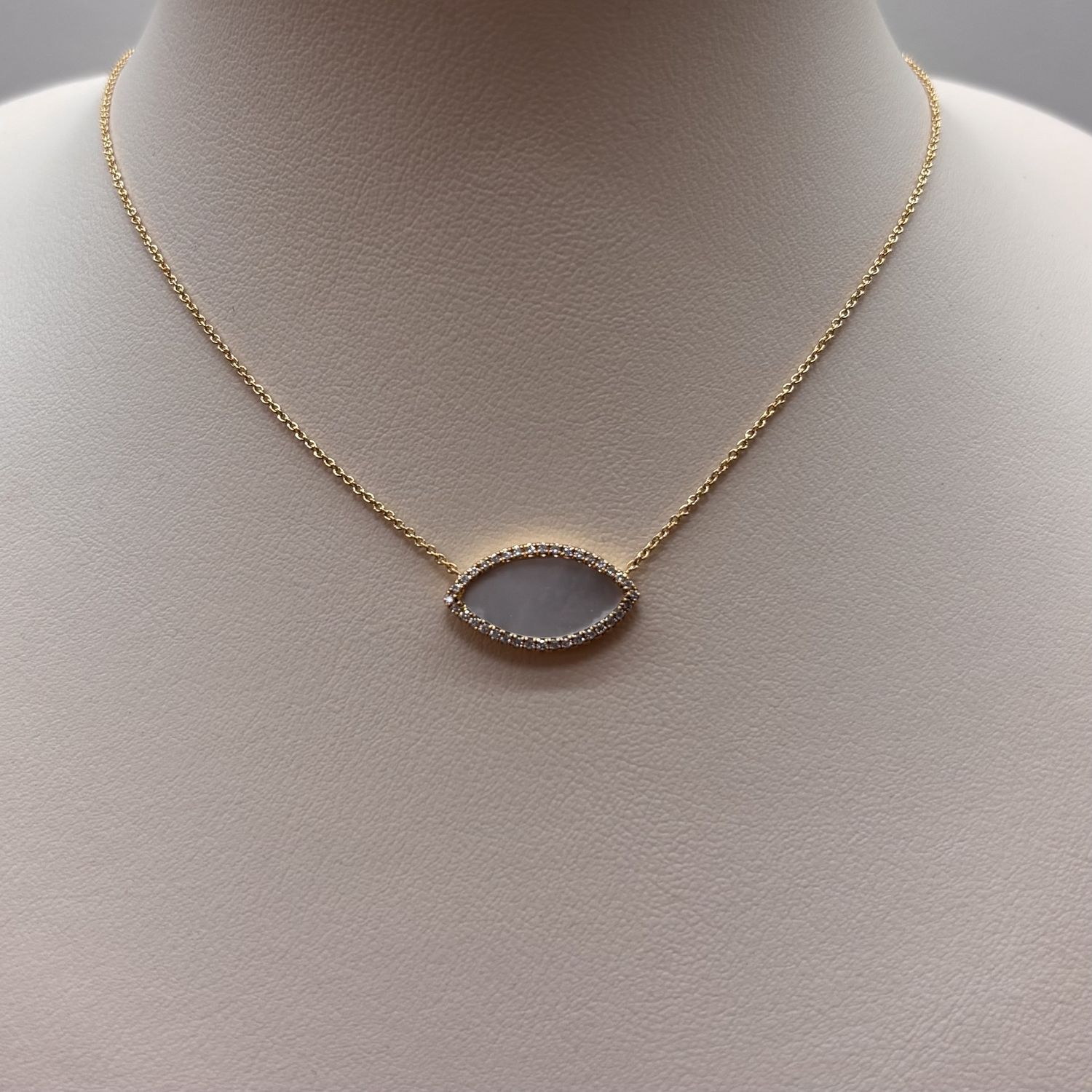 14KY Mother of Pearl &amp; Diamond Valencia Necklace