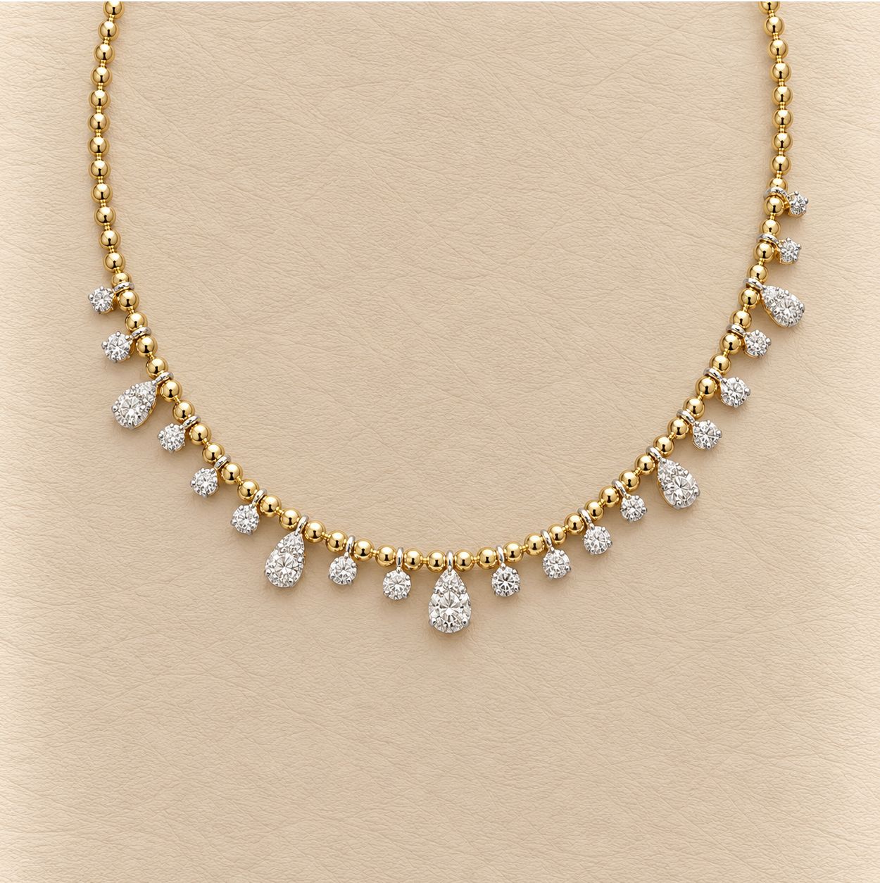 Diamond Layered Droplet Necklace-Bujukan