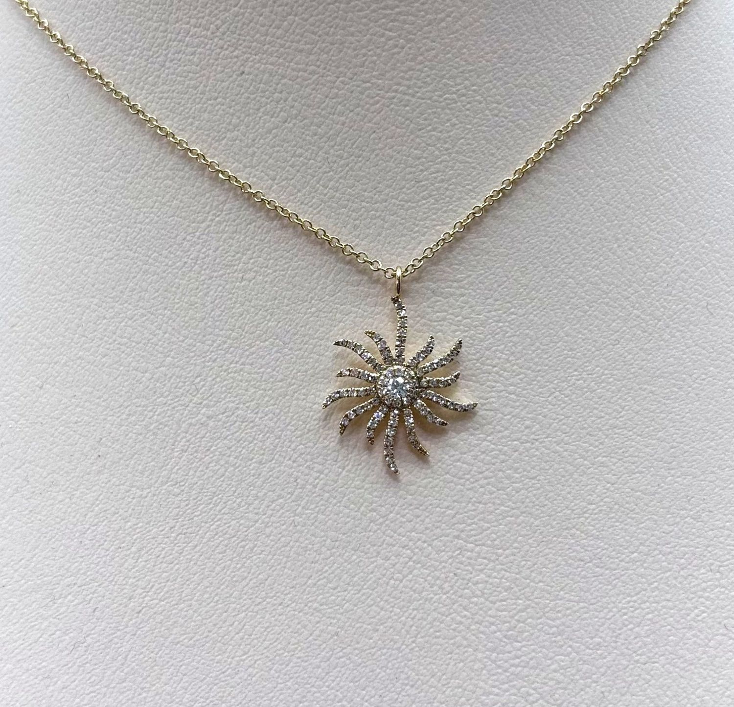 14KY Diamond Sun Necklace