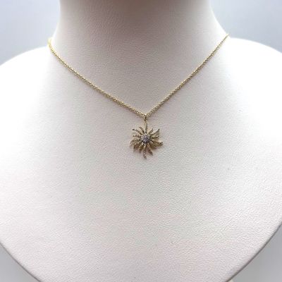 14KY Diamond Sun Necklace