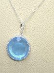 Blue Topaz/Dia Pendant