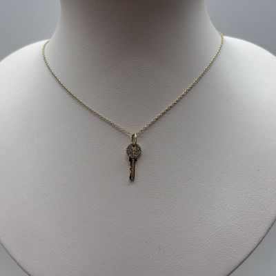 14KY &amp; Diamond Vertical Key Necklace Bassali