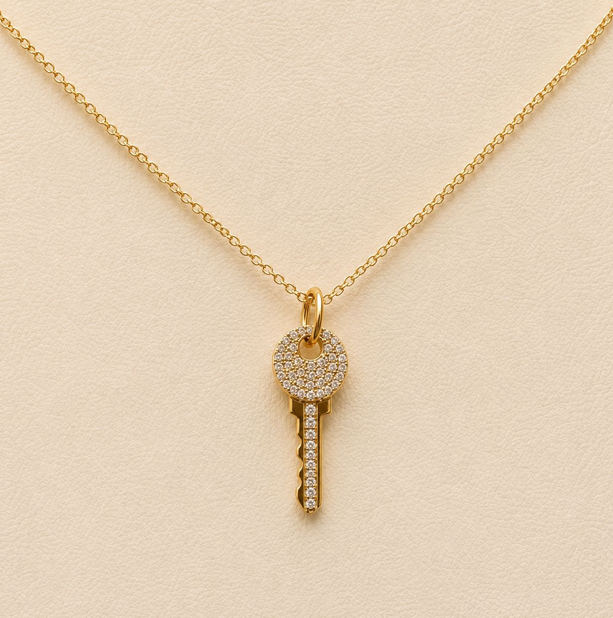 Gold Vertical Diamond Key Necklace