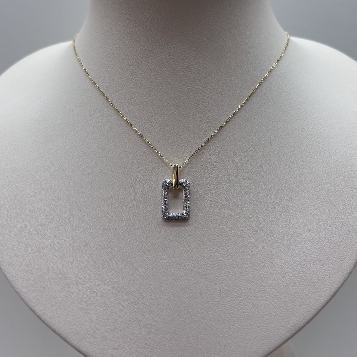 14KYW Two-Tone  Rectangle Diamond Pendant Bassali