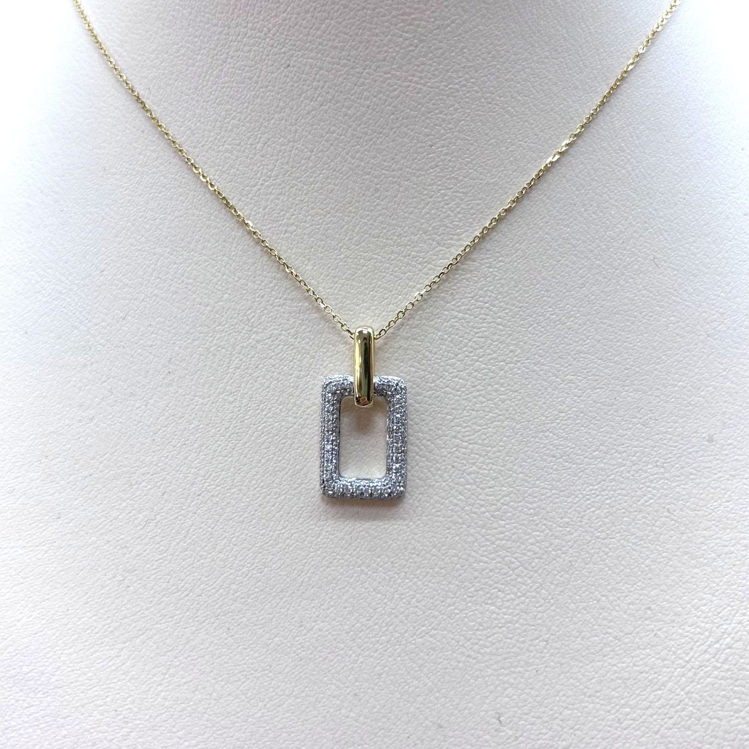 14KYW Two-Tone  Rectangle Diamond Pendant Bassali