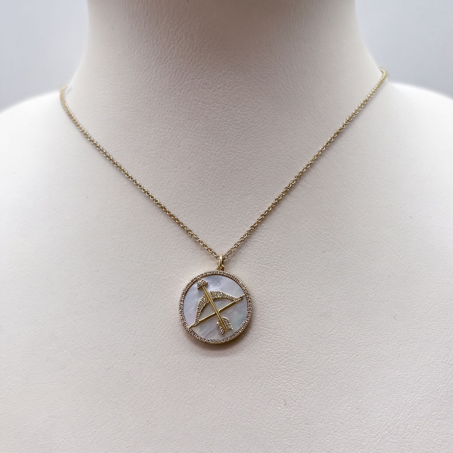 14KY Sagittarius and Mother of Pearl Diamond Pendant
