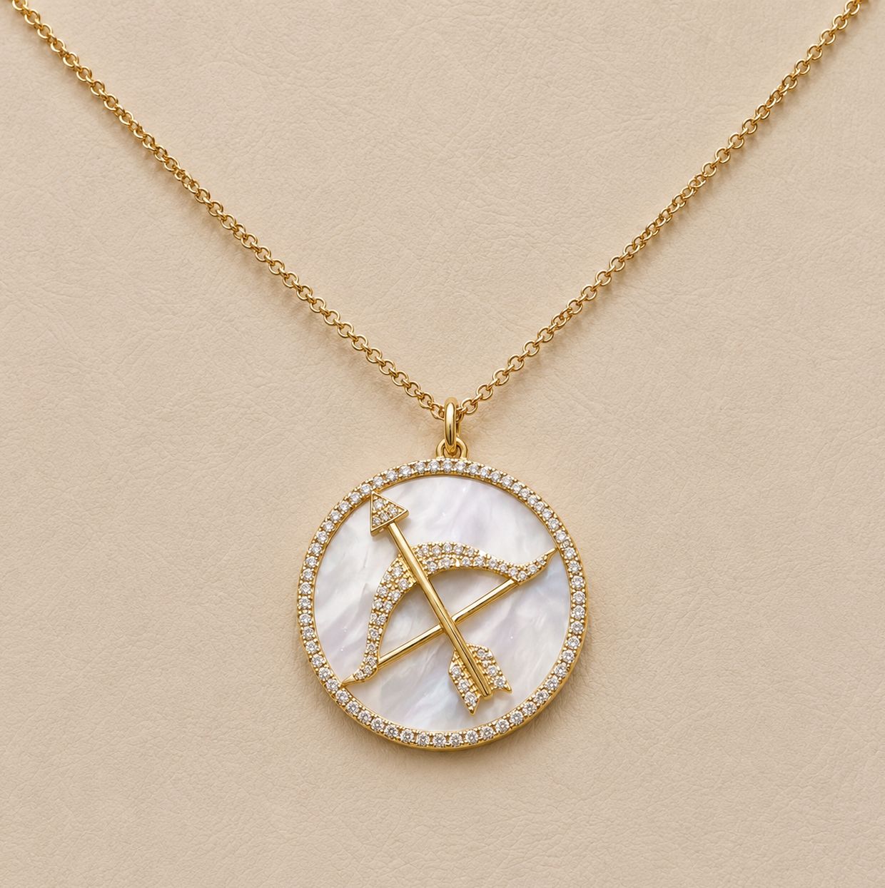 Sagittarius and Mother of Pearl Diamond Pendant