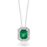 PENDANT 18KW 9x7 Emerald EC Halo