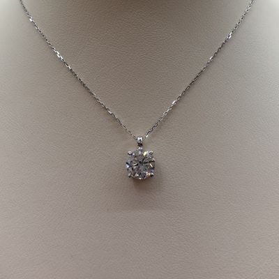14KW 3ct Solitaire Oval-Cut Pendant