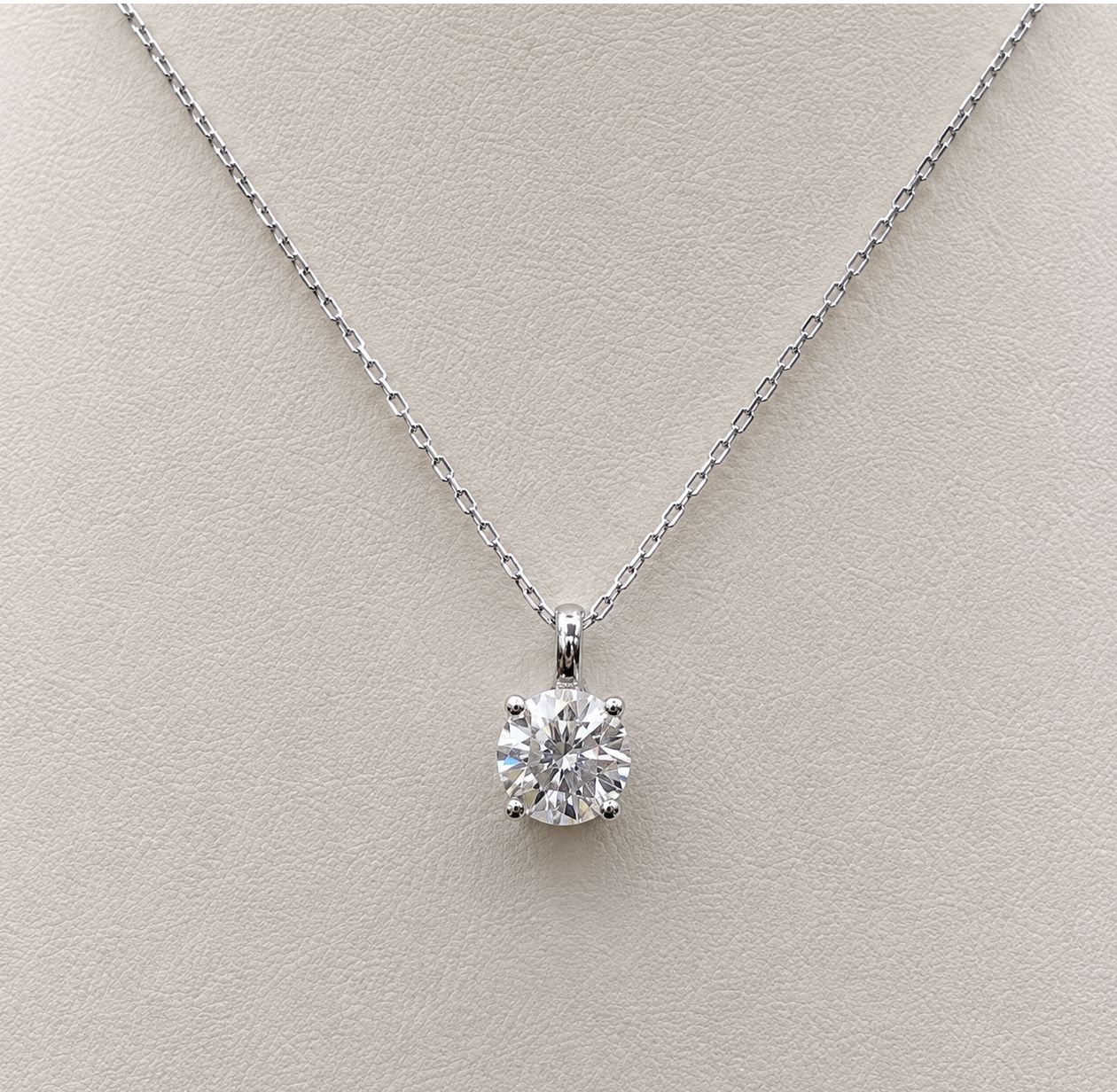 14KW 3ct Solitaire Round Cut Pendant