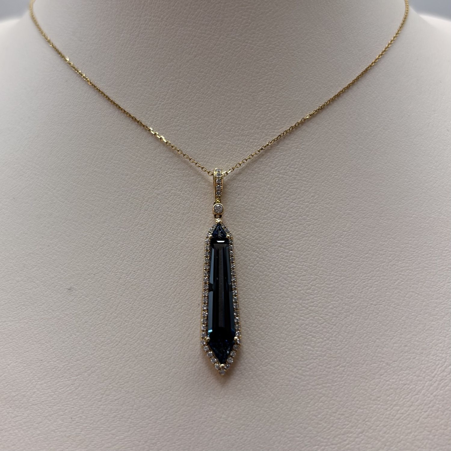 14KY Blue Topaz Diamond Necklace Bassali