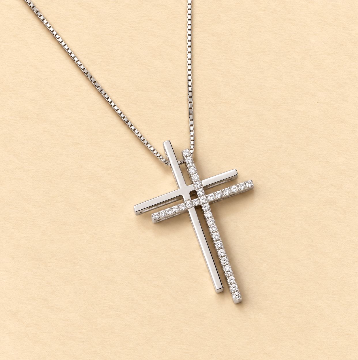 Cross Shadow Diamond Necklace