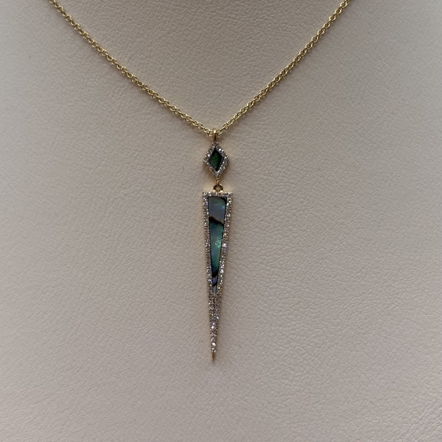 14KY Abalone &amp; Diamond Dagger Necklace
