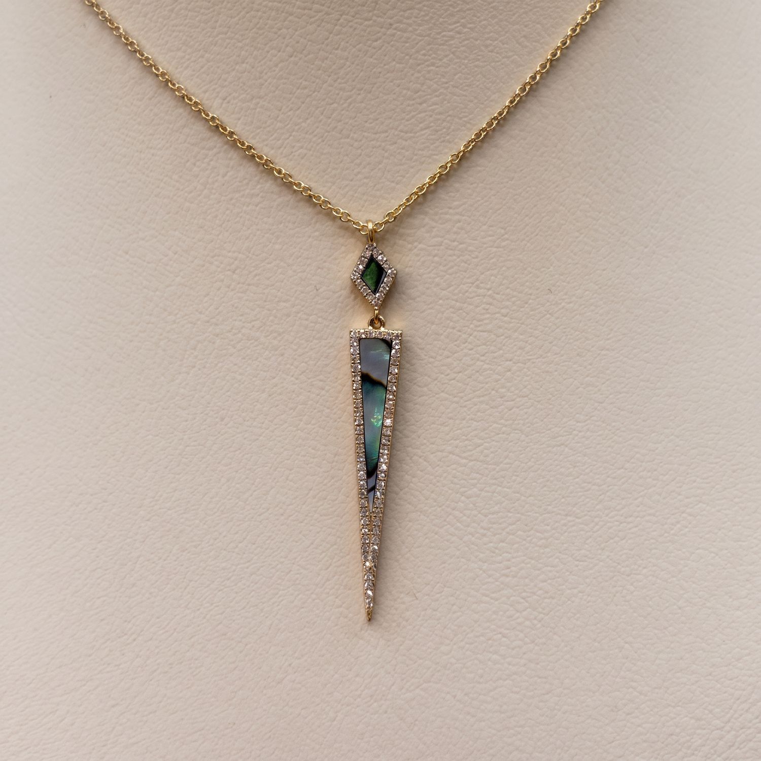 14KY Abalone &amp; Diamond Dagger Necklace