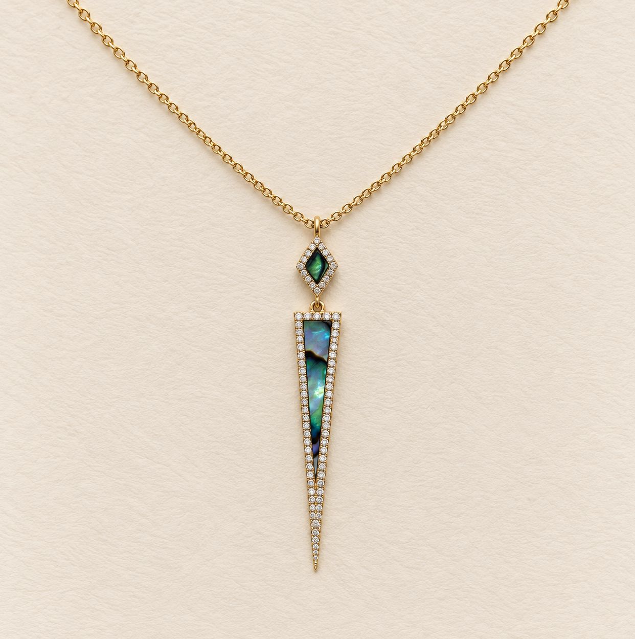 Abalone &amp; Diamond Dagger Necklace