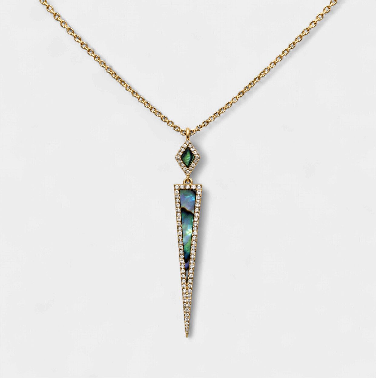 Abalone Diamond Dagger Necklace