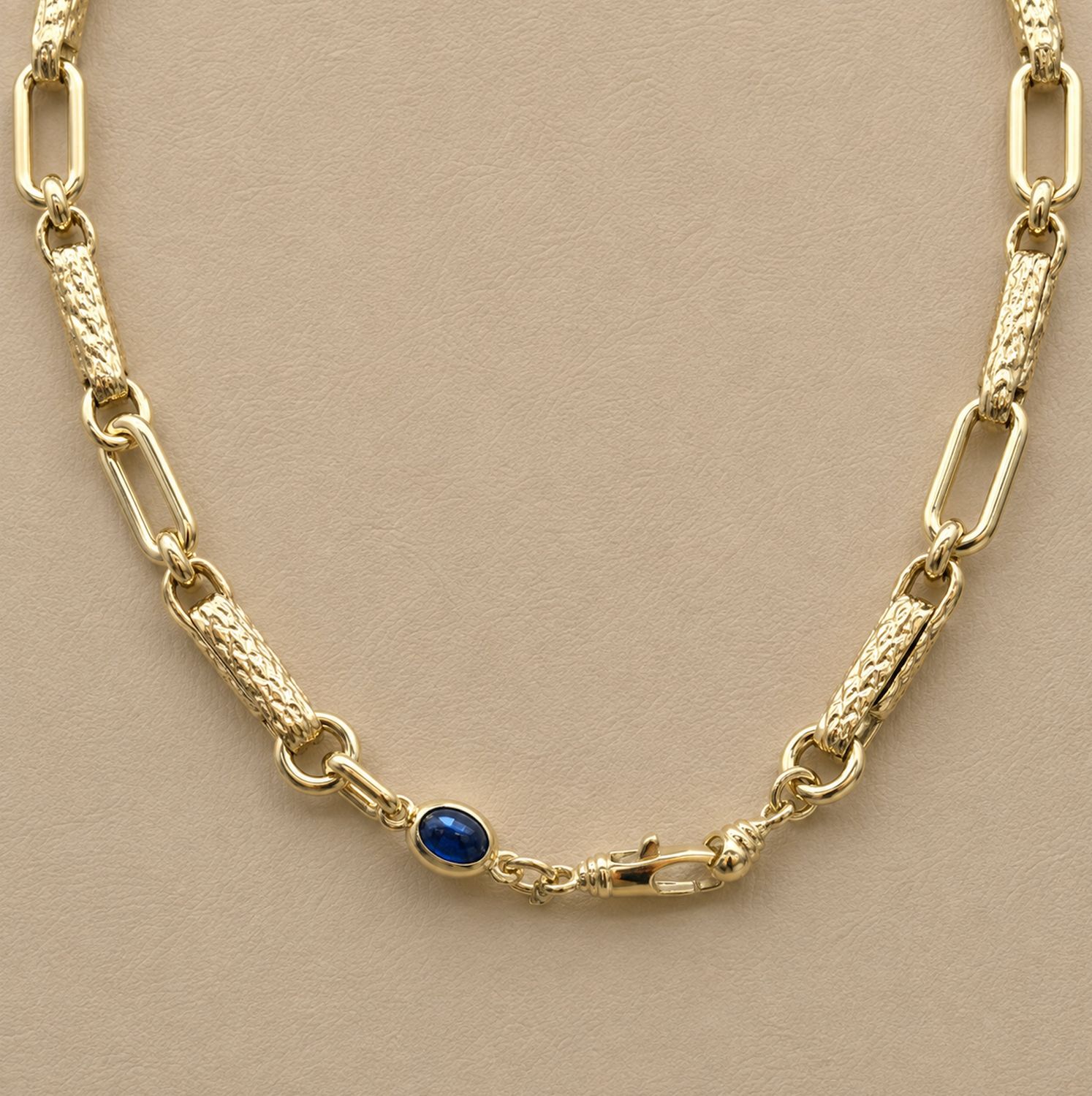 Men's Gold Chain with Sapphire Clasp