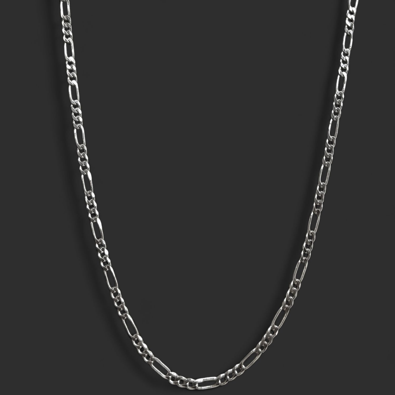 10k  White Gold Figaro Chain  (3.8g), Size: 16 Inch