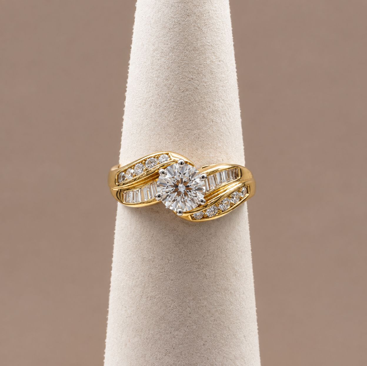 "Elizabeth"  Gold Double Swirl Diamond Ring