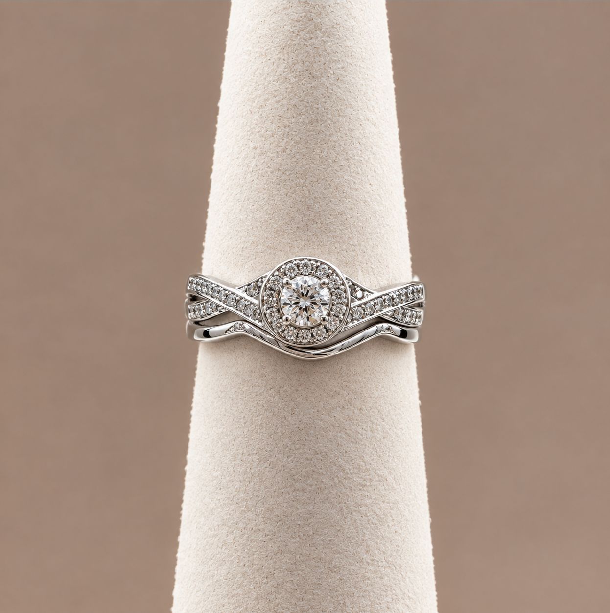 Round Halo Diamond Bridal Set