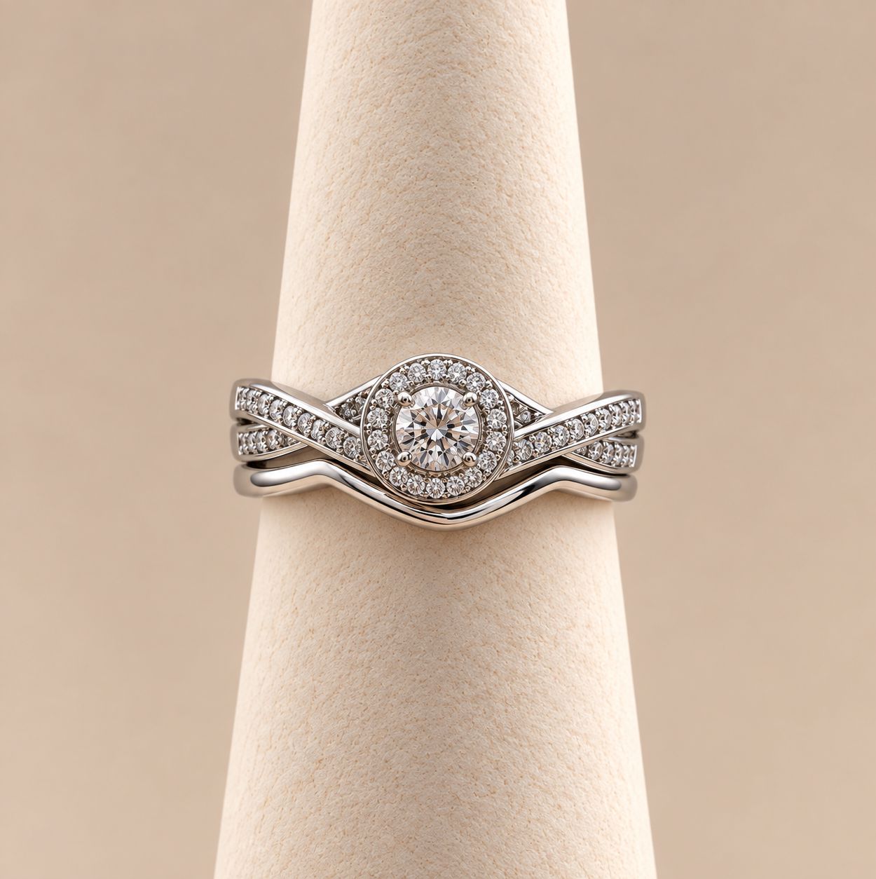 Round Halo Diamond Bridal Set