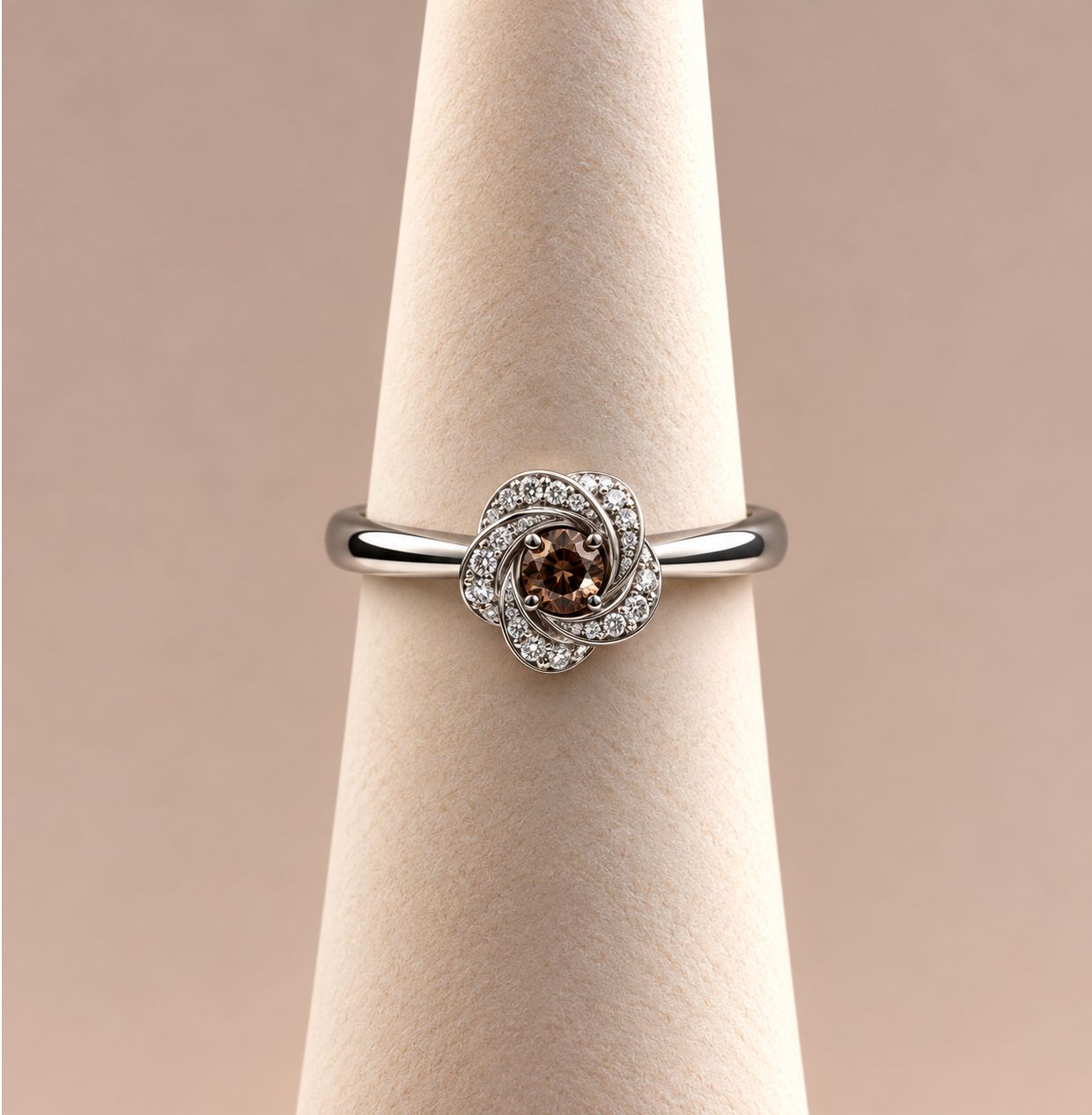 Smoky Quartz Diamond Flower Ring