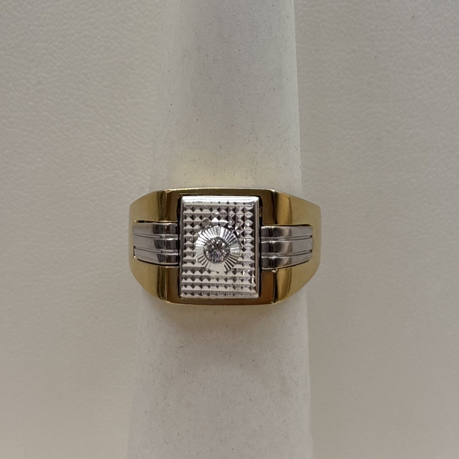 10KT Men's Two-Tone CZ Ring (8.1g), Size: Size 11