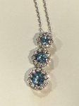 3-Stone Blue Topaz/Dia Stacked Pendant