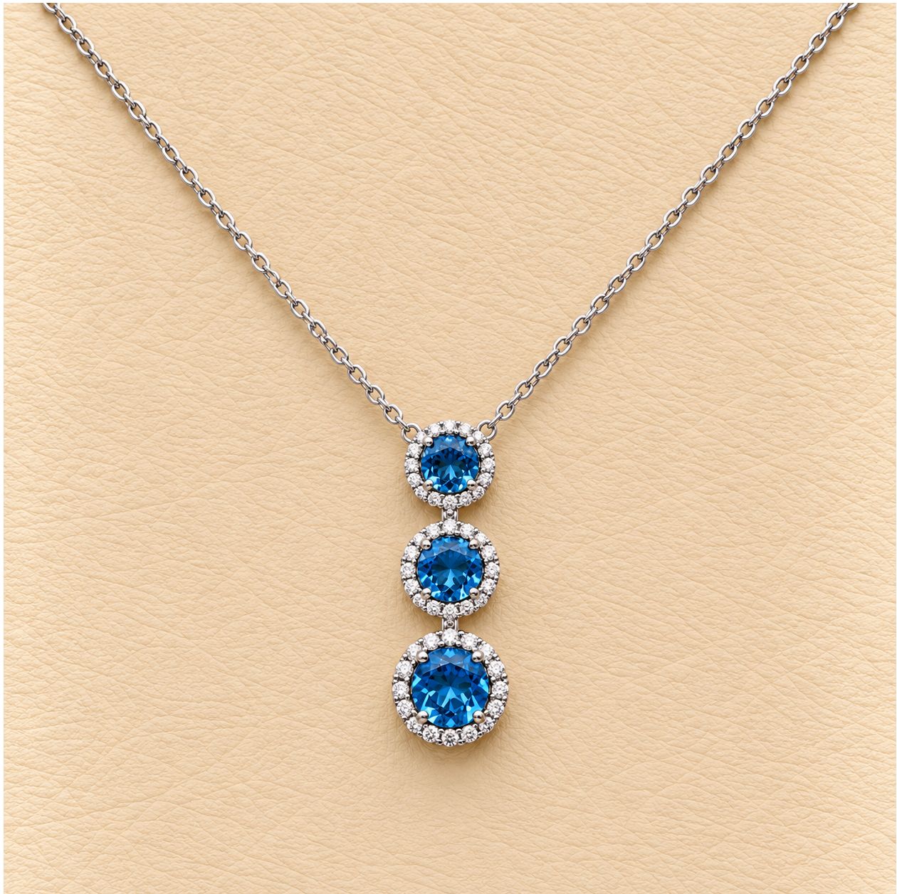 Stacked Blue Topaz Diamond Pendant