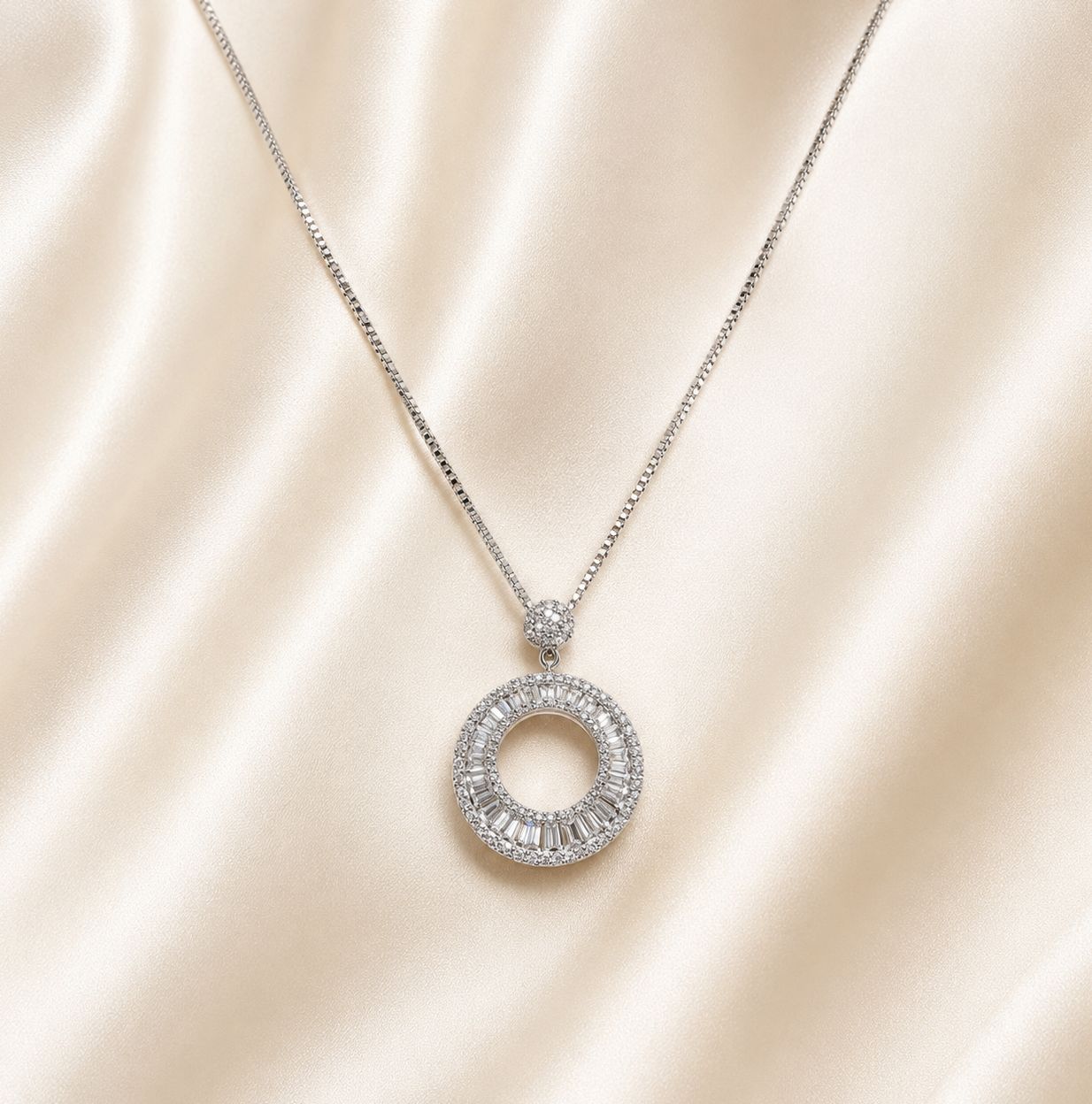 Baguette Diamond Circle of Life Pendant