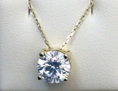 14KY Lab Diamond Round Pendant (2.5ct)