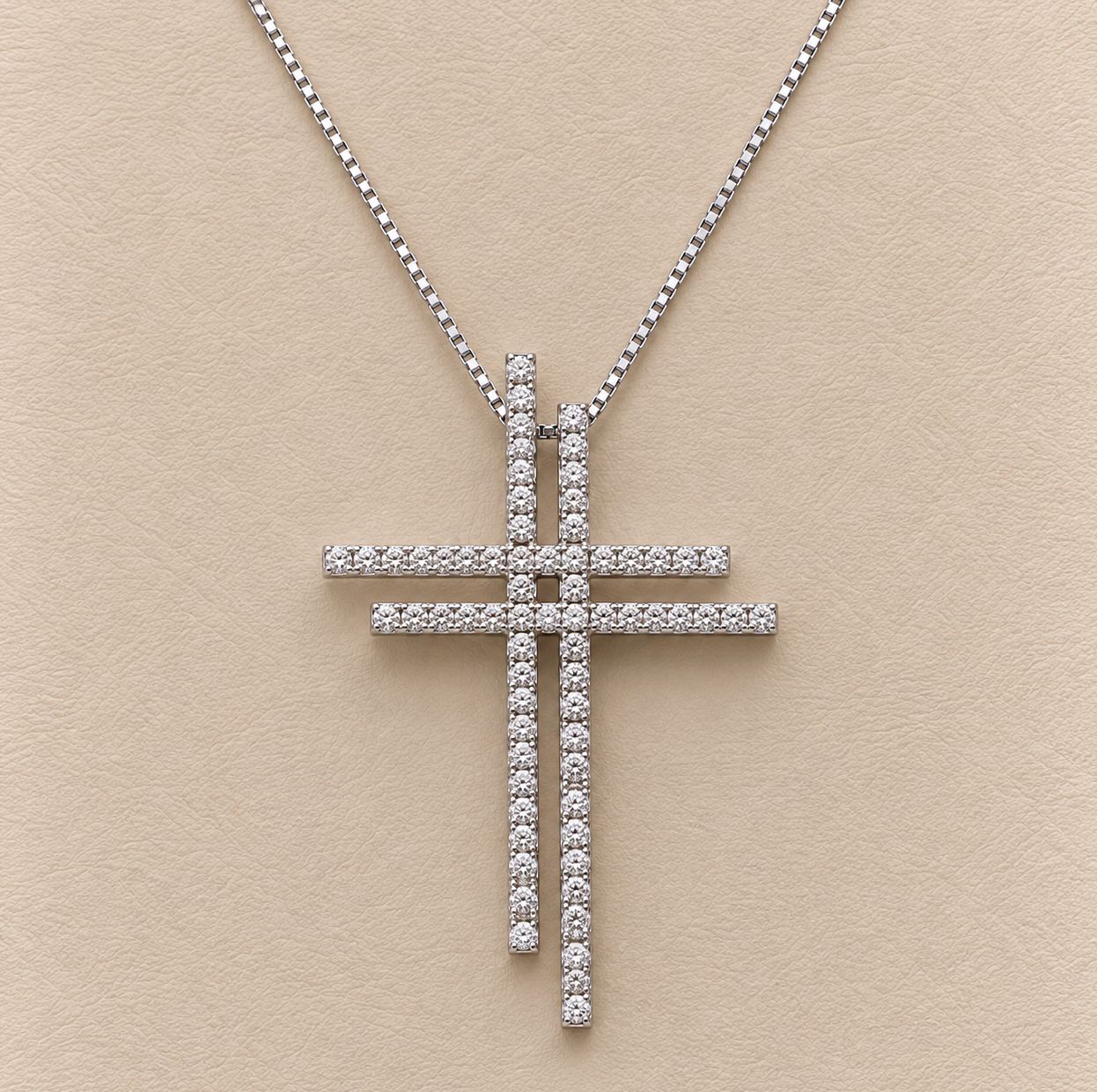Double Diamond Cross Pendant