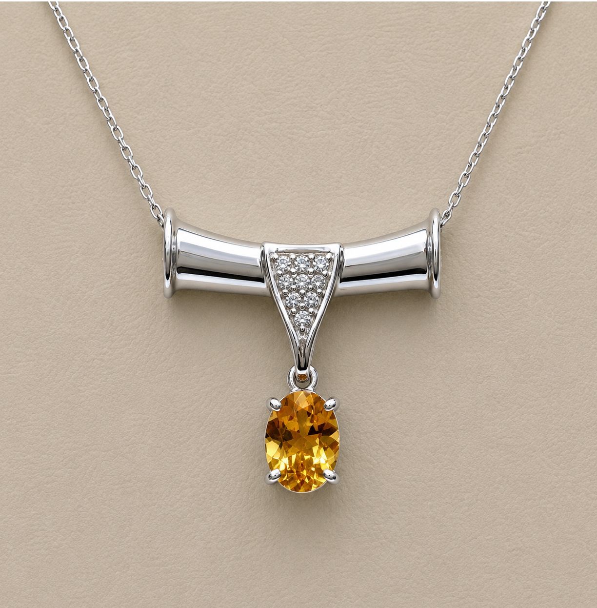 Citrine and Diamond Bull Horn Pendant