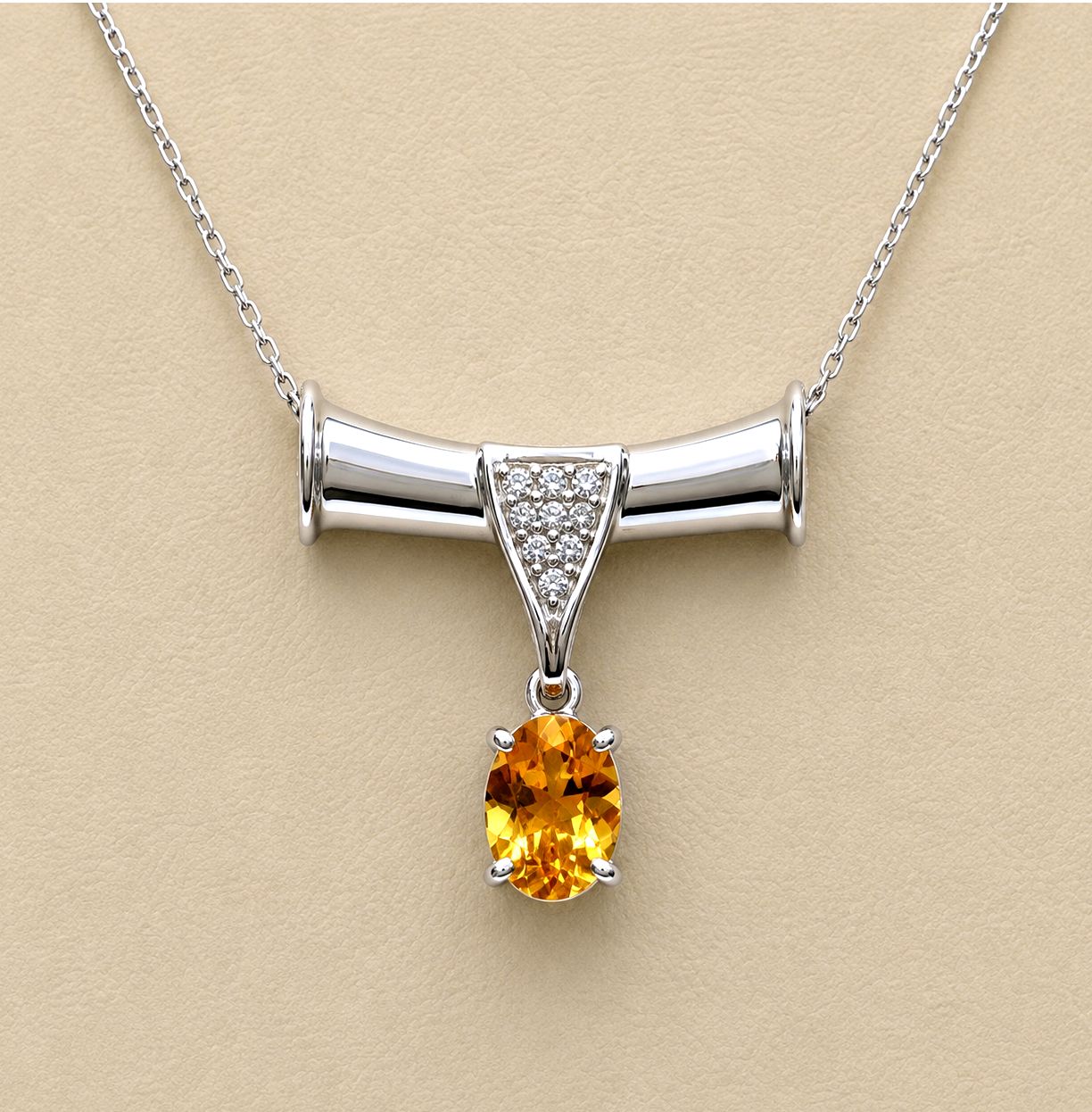 Bull Horn Citrine Diamond Pendant