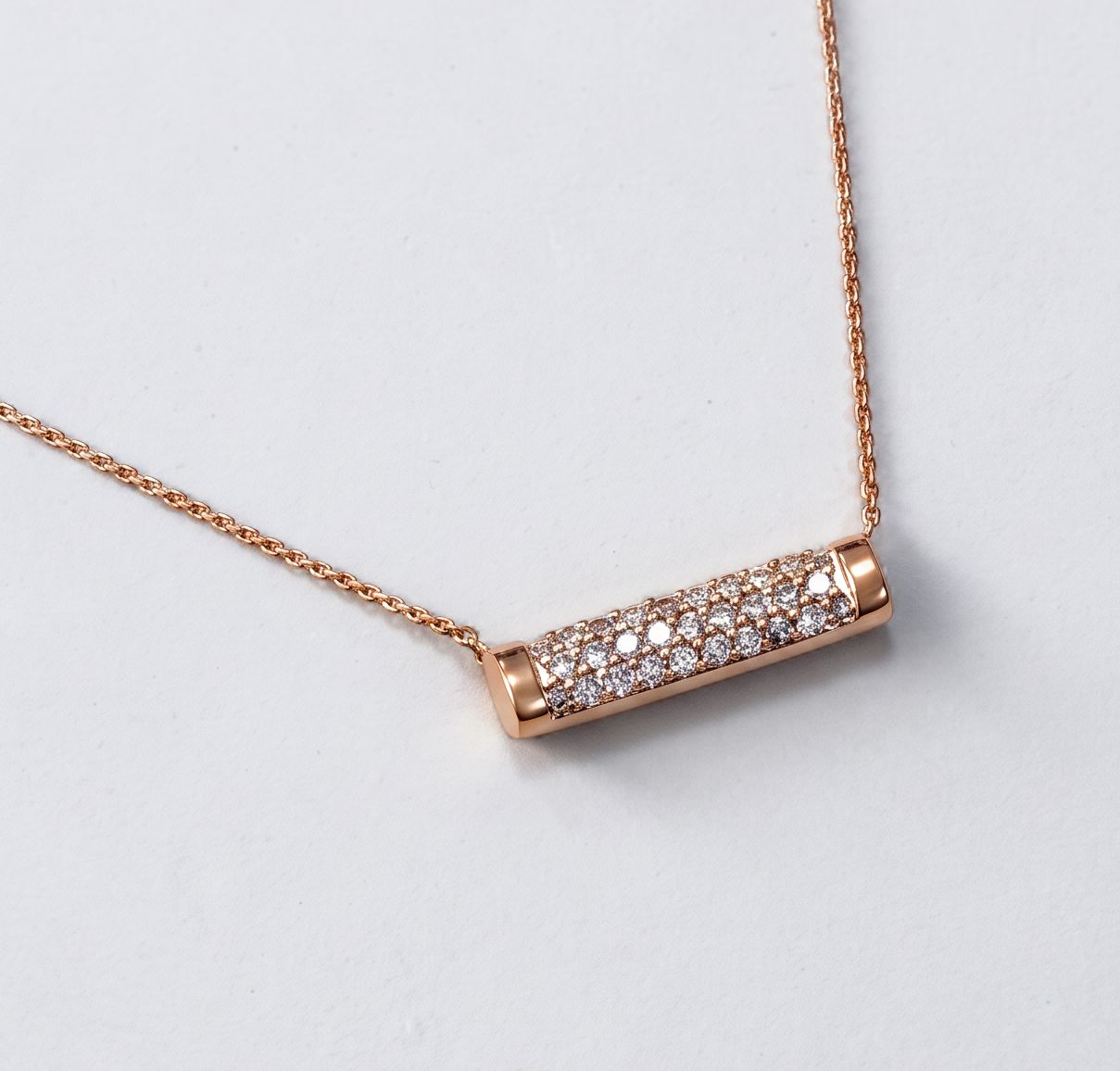 Rose Gold Bar Diamond Pendant