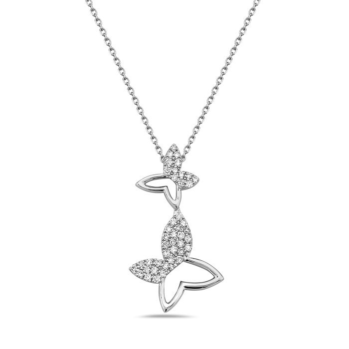 Elegant Diamond Attached Butterfly Dangle Necklace Bassali