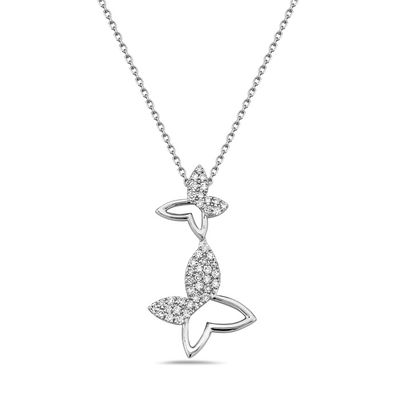 Elegant Diamond Attached Butterfly Dangle Necklace Bassali