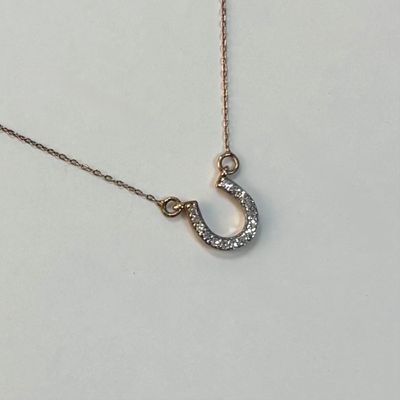 10KR Horseshoe Diamond Pendant