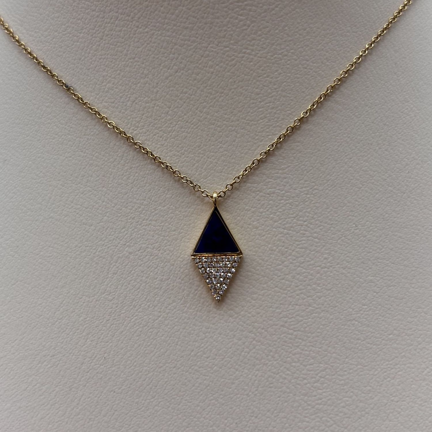 14KY Lapis Lazuli &amp; Diamond Kite Pendant