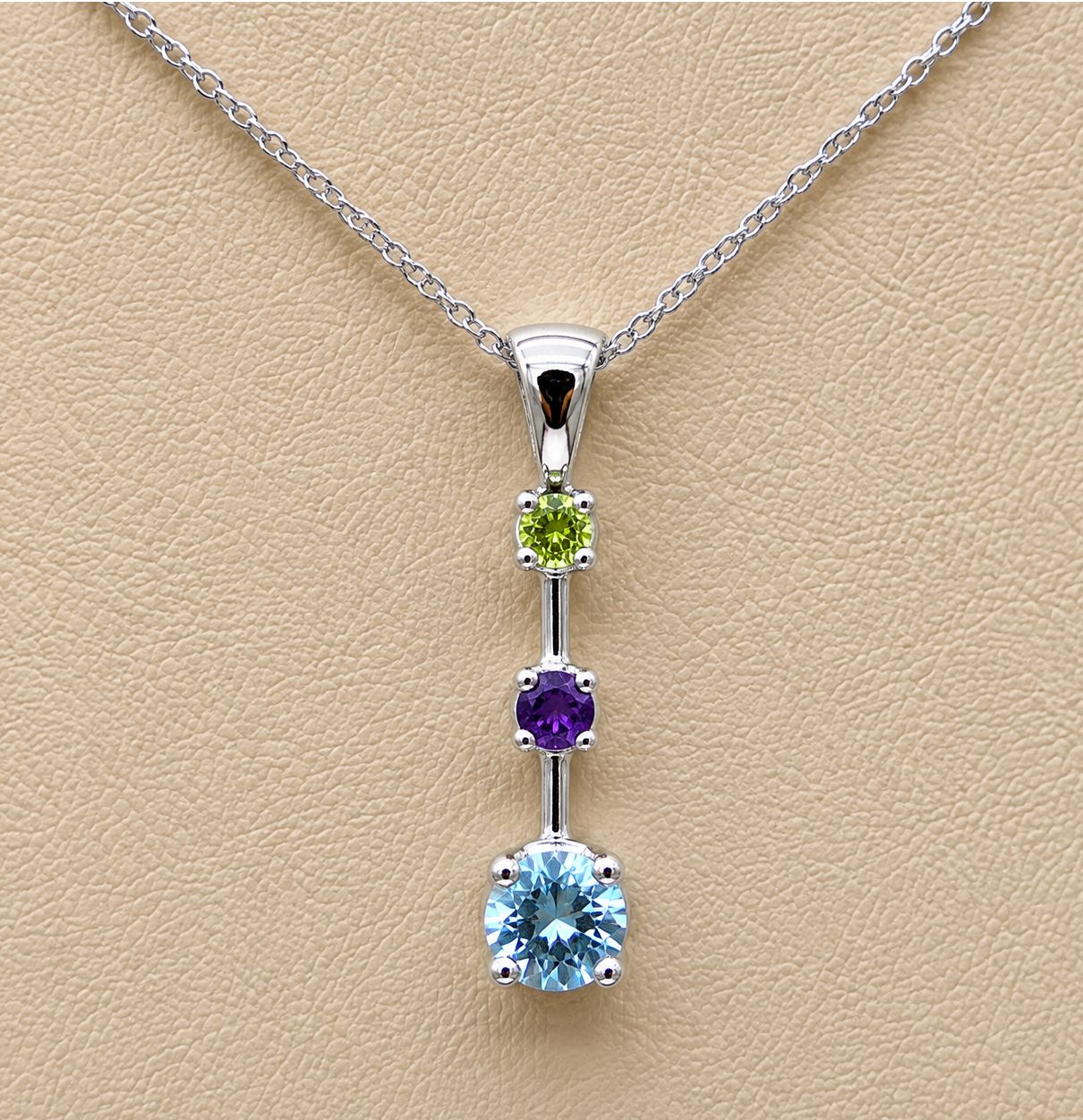 3-Stone (Peridot, Amethyst,Aquamarine) Pendant